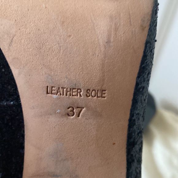 ANTHROPOLOGIE black glitter heels with suede cap toe Plenty by Tracy Reese - Picture 5 of 9